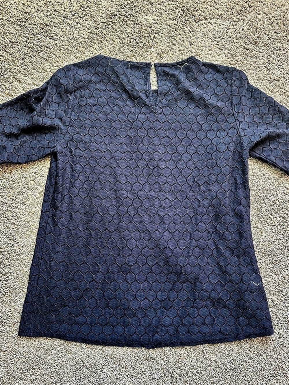 BCBG Geometric Short Sleeve Blouse in Blue Size XXS